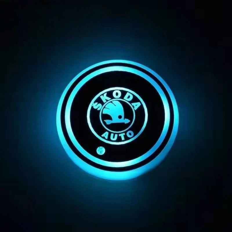 2PCS Rechargeable LED Car Cup Holder Coasters