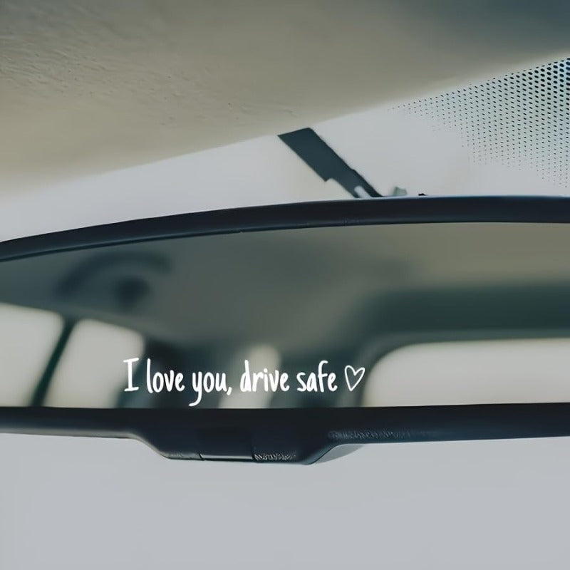Rearview Mirror Vinyl Decal Reminder