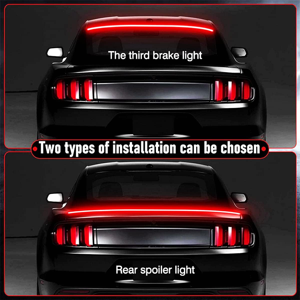 Universal Exterior Rear Roof Spoiler Tail Wing Splitter Carbon Fiber Accessories LED Strip Lights for Cars Driving Brake Turn Signal Running Warning Trim Lamp - VelosoleUniversal Exterior Rear Roof Spoiler Tail Wing Splitter Carbon Fiber Accessories LED Strip Lights for Cars Driving Brake Turn Signal Running Warning Trim Lampcar - accessories